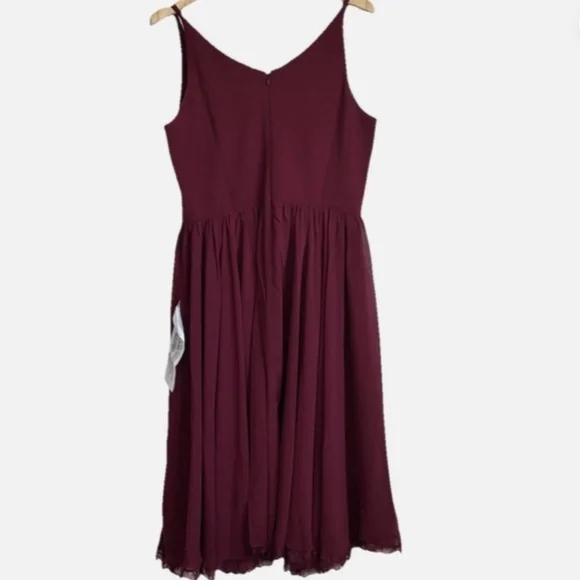 Dress The Population ALICIA Fit & Flare Burgundy Midi Dress Size: L - Picture 4 of 8